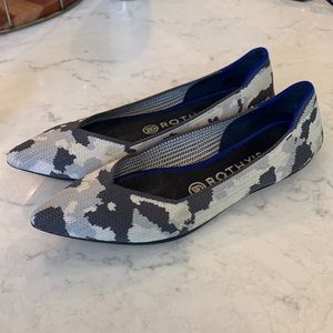 Rothy's Black Gray and white Camo Flats